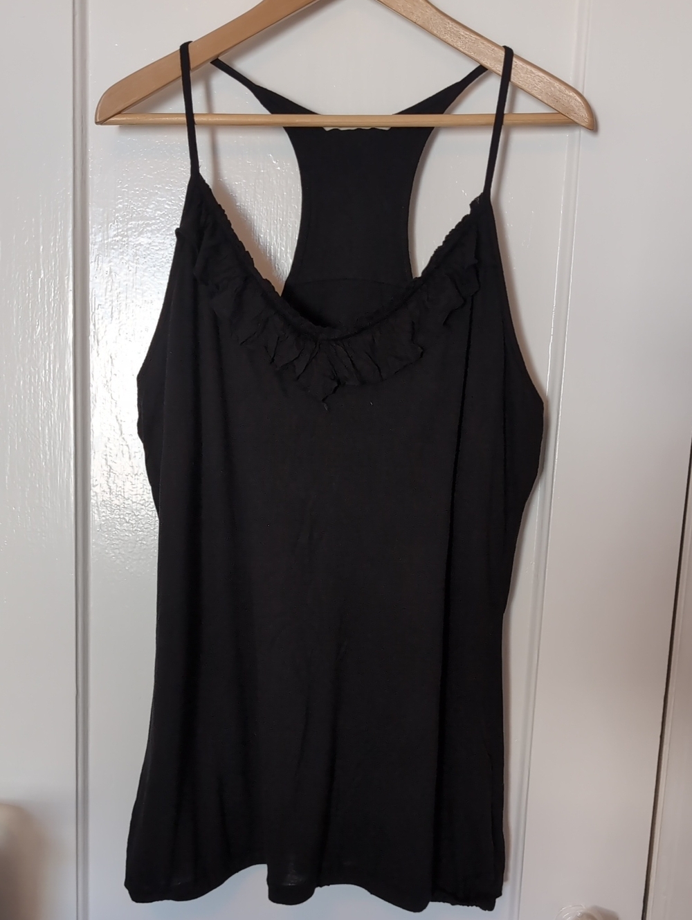 Black Ruffle-Trim Racerback Tank